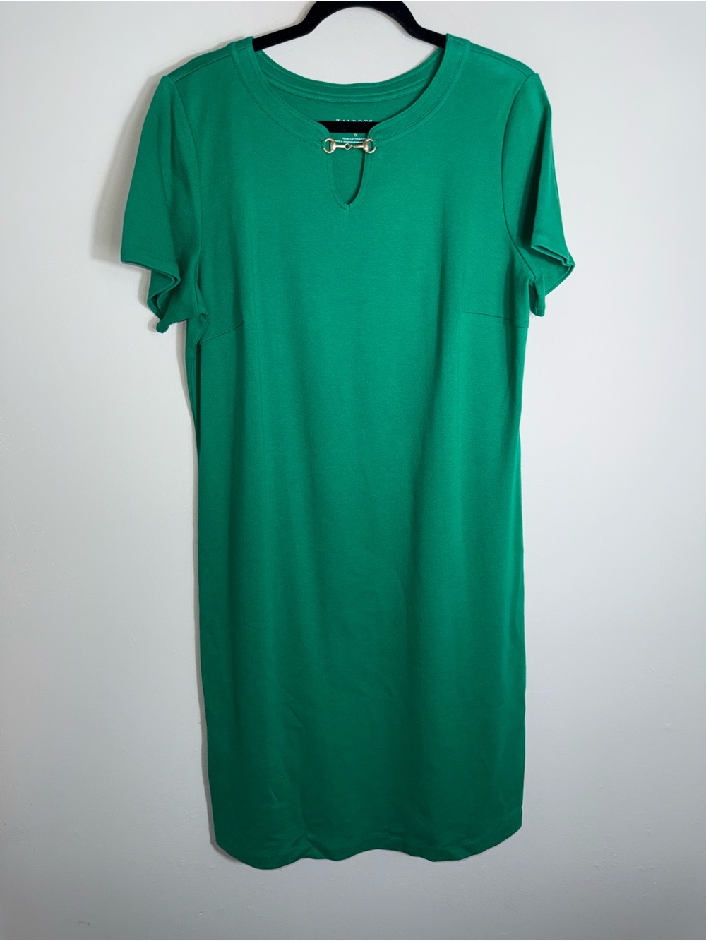 Talbots Woman 100% Cotton Short Sleeve Midi Dress-Shift-Green-Size 1X